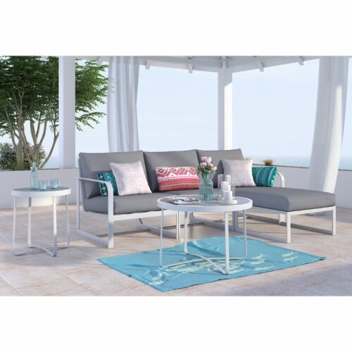 Elle Decor Mirabelle Outdoor Coffee Table in French White Perspective: left