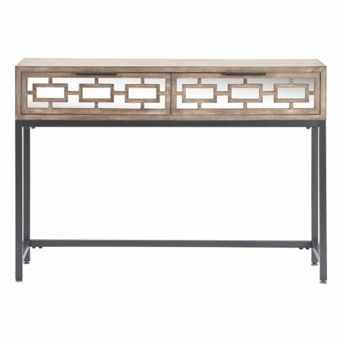 Tommy Hilfiger Hayworth Mirrored Console Table Ash Gray Brown Perspective: left