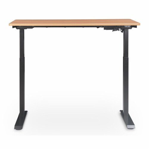 Serta Creativity Electric Height Adjustable Standing Desk Light Brown Perspective: left