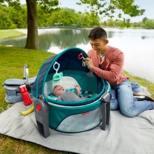 Fisher-Price® Pixels On-the-Go Baby Dome in Aqua Perspective: left