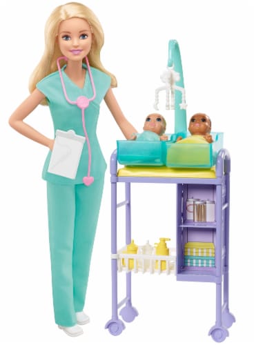 Barbie® Careers You Can Be Anything™ Baby Doctor Doll Set Perspective: left