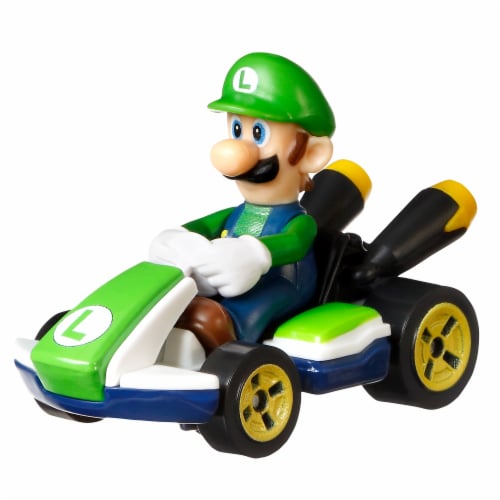 Mattel® Hot Wheels® Mario Kart™ Luigi Standard Kart Toy Vehicle Perspective: left