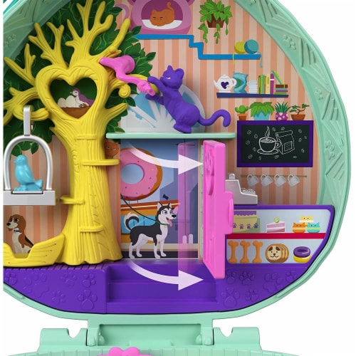 Polly Pocket Hedgehog Cafe Compact, Cafe & Pet Theme, Micro Polly Doll & Friend Doll Perspective: left