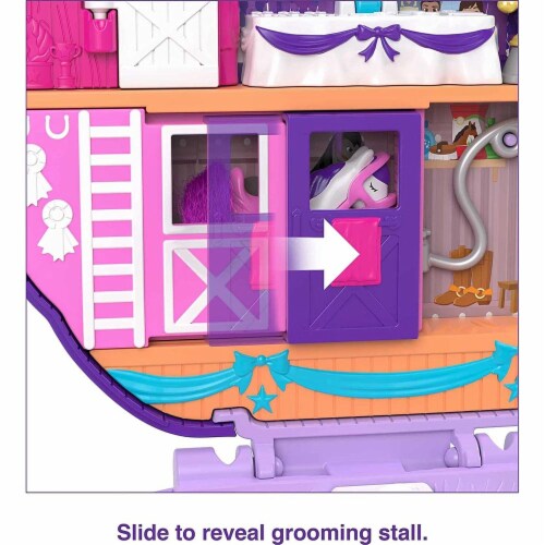 Polly Pocket Jumpin? Style Pony Compact with Horse Show Theme, Micro Polly Doll & Friend Perspective: left