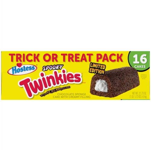 HOSTESS Spooky TWINKIES, Halloween Snack Cakes, Trick or Treat Pack – 16 ct, 21.73 oz Perspective: left