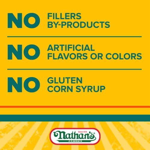 Nathan's Famous All Natural Uncured Beef Hot Dog Franks Perspective: left