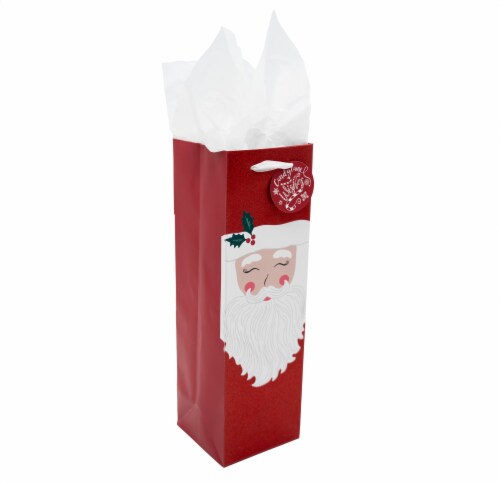 Holiday Home Wine Bag Vintage Santa Perspective: left