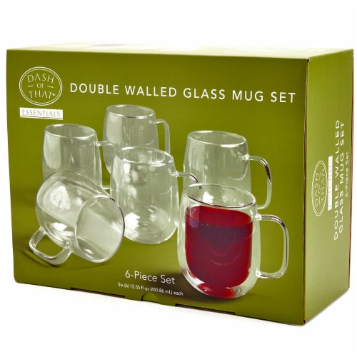 Dash of That Essentials Clear Double Wall Glass Mug Set Perspective: left
