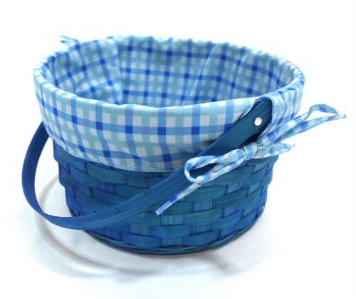 HH 8.5in Lined Bamboo Basket Blue Perspective: left