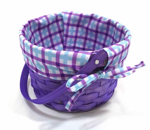HH 7in Lined Bamboo Basket - Purple Perspective: left