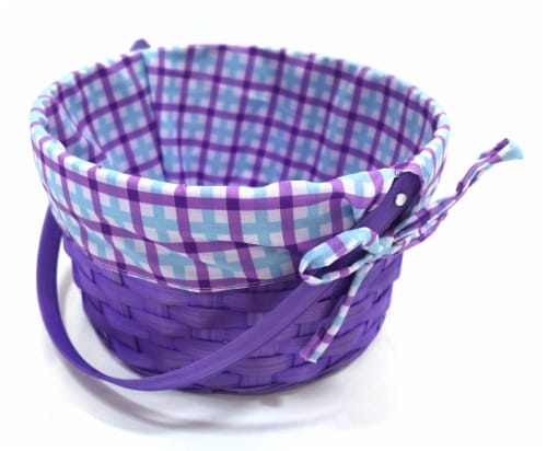 HH 8.5in Lined Bamboo Basket - Purple Perspective: left