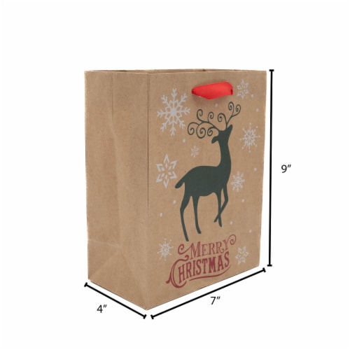 Holiday Home® Assorted Kraft Gift Bags - Stag/Stripe Perspective: left