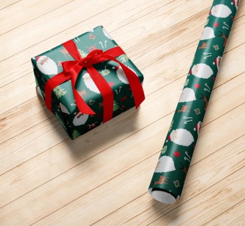 Holiday Home Santa & Deer Gift Wrap Perspective: left