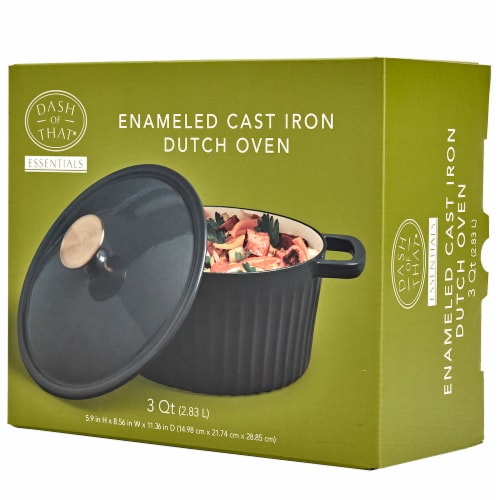 Tabletops Unlimited DOT Essentials Fluted Enameled Cast Iron Dutch Oven Perspective: left