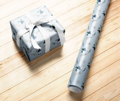 Holiday Home® 40 In x 9 Ft Alpine Skier Gift Wrap Roll Perspective: left