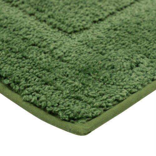 HD Designs Signature Contour Bath Mat - Dark Green Perspective: left