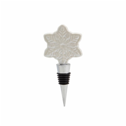 Holiday Home Iridescent Stemless Wine Glass with Snowflake Bottle Stopper Set Perspective: left
