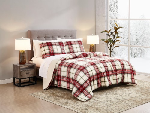 HD Designs Ridge Plaid Comforter Set King - Red Perspective: left