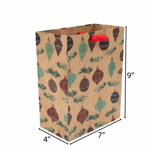 Holiday Home Ornaments & Multi Plaid Kraft Bags Perspective: left