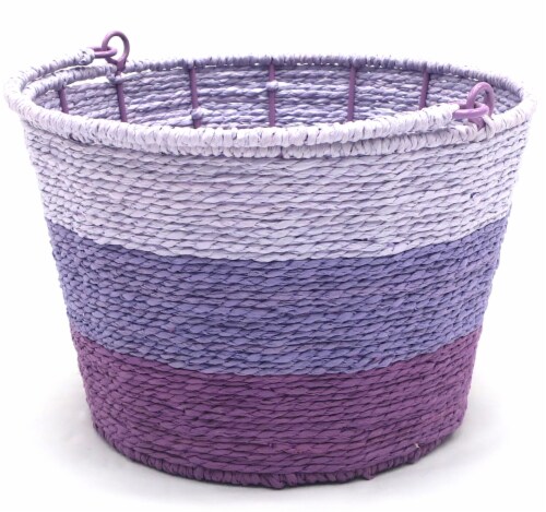 Holiday Home Easter 9” Ombre Paper Rope Barrel Basket - Purple Perspective: left