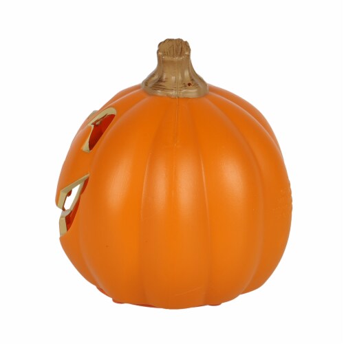 Holiday Home 5.25" Orange Excited Pumpkin Light Up Halloween Décor Perspective: left