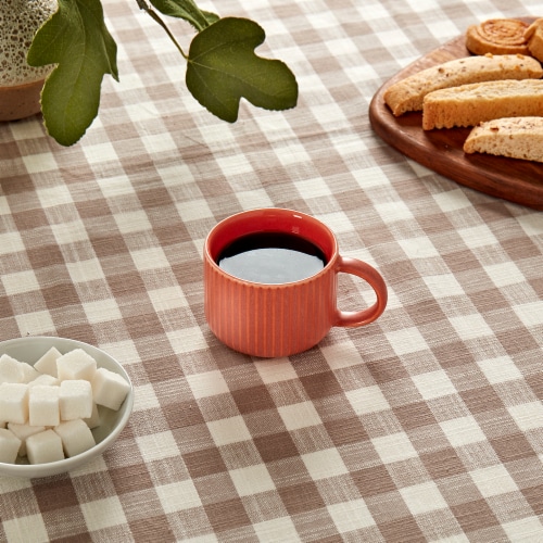 Sewing Down South for HD Designs Ribbed Ceramic Espresso Cup - Terracotta Perspective: left