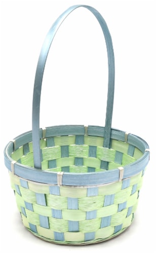 Holiday Home Easter Checkerboard Weave Basket- Green Perspective: left