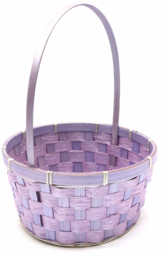 Holiday Home Easter Pearlized Bamboo Basket- Purple Perspective: left