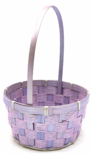 Holiday Home Easter Pearlized Bamboo Basket- Purple Perspective: left