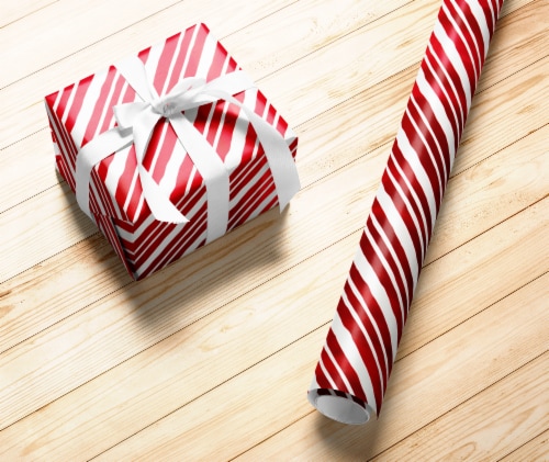 Holiday Home 40 Inch Quimby Stripe Gift Wrap Roll Perspective: left