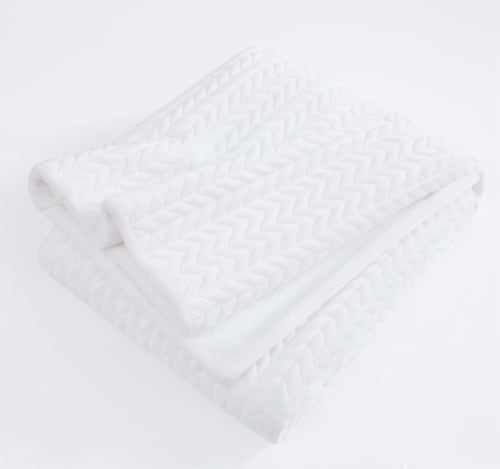 HD Designs® Herringbone Plush Throw - White Perspective: left