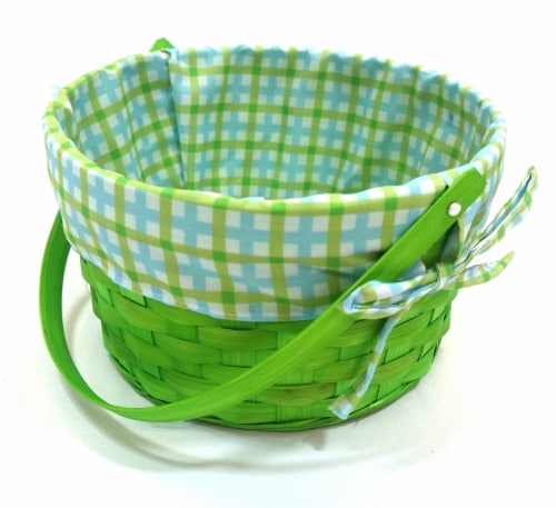 HH 8.5in Lined Bamboo Basket - Green Perspective: left