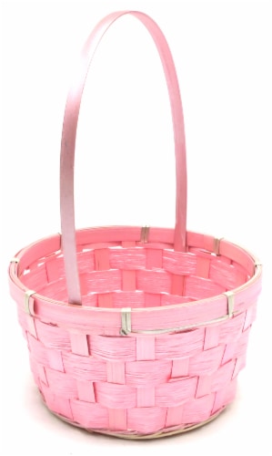 Holiday Home Easter Pearlized Bamboo Basket- Pink Perspective: left