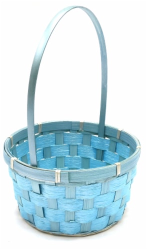 Holiday Home Easter Pearlized Bamboo Basket- Blue Perspective: left