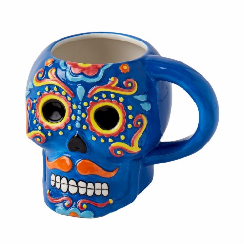 Holiday Home® Day of the Dead Figural Skull Mug – Blue Perspective: left
