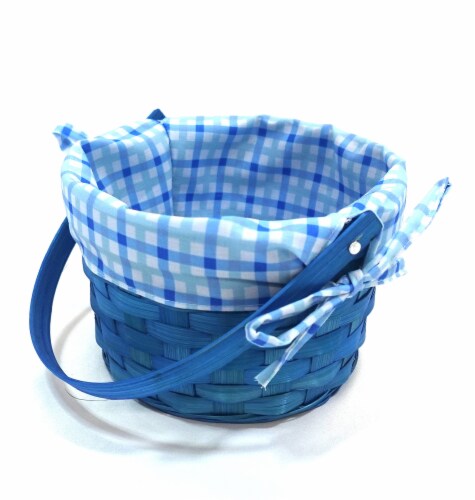 HH 7in Lined Bamboo Basket - Blue Perspective: left