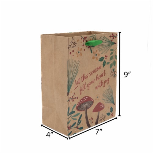 Holiday Home® Assorted Kraft Gift Bags - Mushroom/Green Plaid Perspective: left