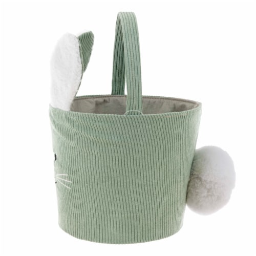Holiday Home® Easter 10.5-Inch Courduroy Bunny Basket - Green Perspective: left