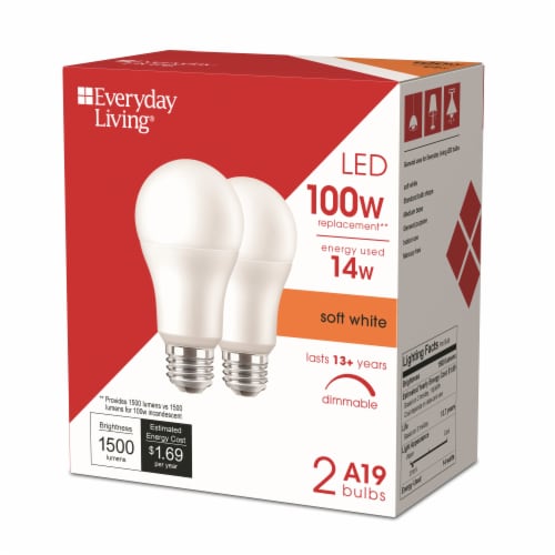 Everyday Living® 14-Watt (100-Watt) A19 LED Dimmable Light Bulb - Soft White (2700K) Perspective: left