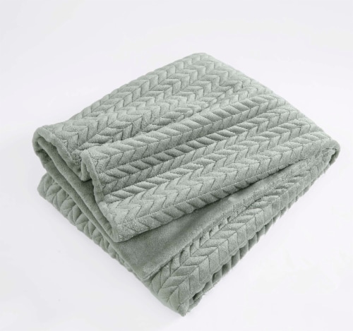 HD Designs® Herringbone Plush Throw Blanket - Green Perspective: left