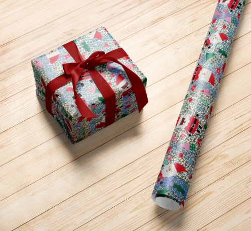 Holiday Home 30 Inch Jolly Santa's Gift Wrap Roll Perspective: left