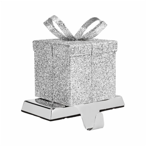 Holiday Home® Silver Glitter Present Stocking Holder Perspective: left