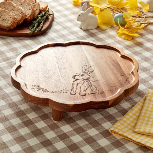 Sewing Down South 13 Inch Scalloped Footed Wood Board Perspective: left