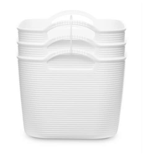 Everyday Living Ribbed Medium Bins - White Perspective: left