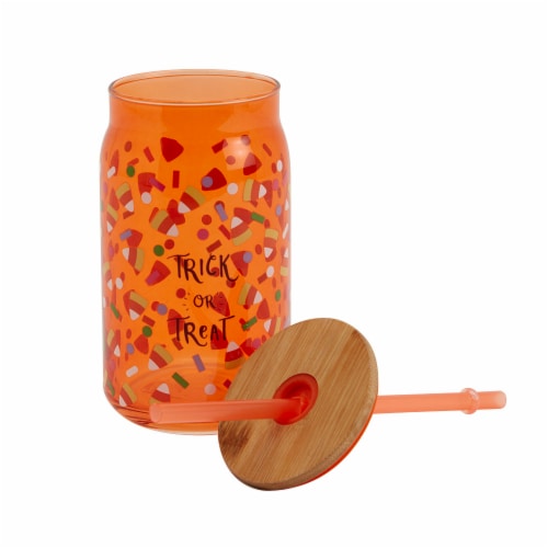 Holiday Home Halloween Decal Tumbler - Orange Perspective: left