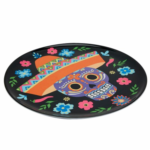 Holiday Home Day of the Dead Melamine Round Platter Perspective: left