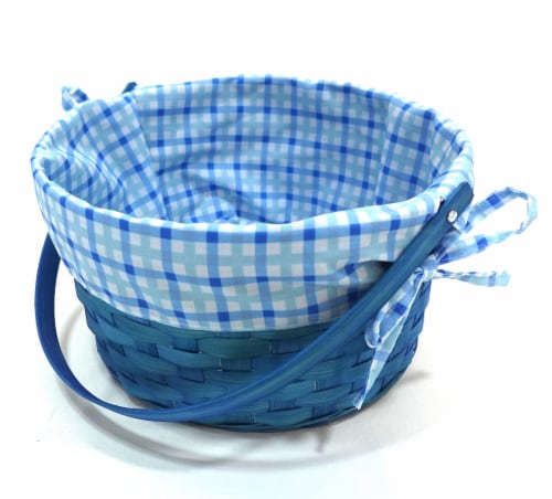 HH 10in Lined Bamboo Basket - Blue Perspective: left