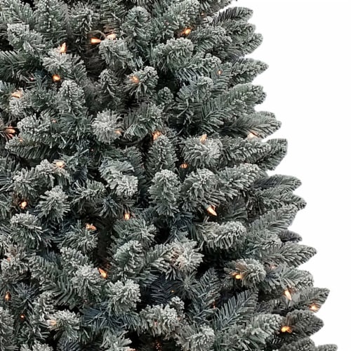 Holiday Home 7' Princeton Flocked Fir Christmas Decor - Clear Lights Perspective: left
