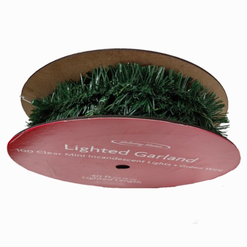 Holiday Home LED Pine Garland on Spool Christmas Décor Perspective: left