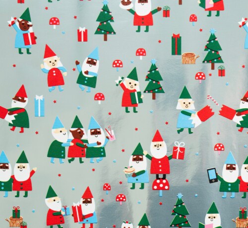 Holiday Home 40 In x 6 Ft Santa's Little Helpers Gift Wrap Roll Perspective: left